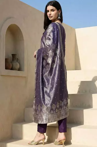 Women Ethnic Motifs Regular Kurta with Trousers & With Dupatta
