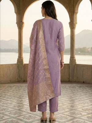 Women Ethnic Motifs Embroidered Regular Thread Work Kurta with Trousers & With Dupatta 2