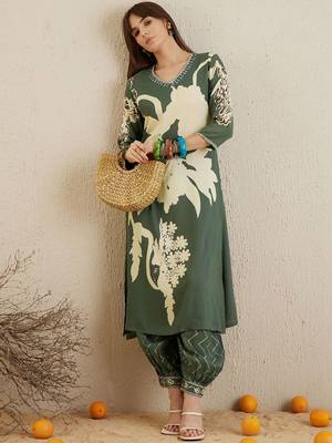 Women Floral Printed Regular Sequinned Kurta with Salwar 2