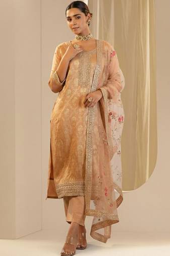 Women Ethnic Motifs Embroidered Regular Thread Work Kurta with Trousers & With Dupatta