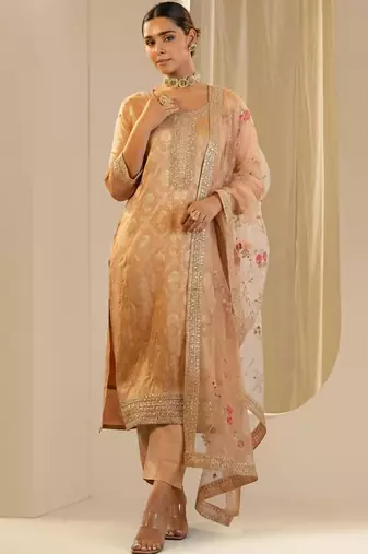 Women Ethnic Motifs Embroidered Regular Thread Work Kurta with Trousers & With Dupatta