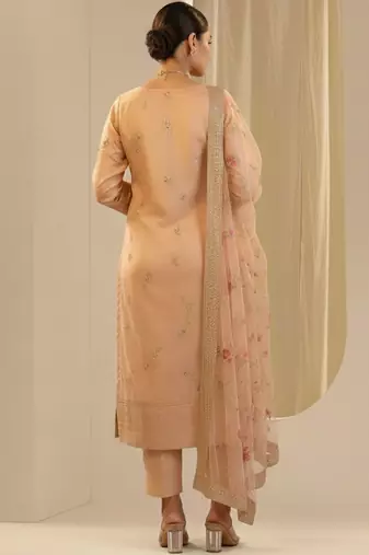Women Ethnic Motifs Embroidered Regular Thread Work Kurta with Trousers & With Dupatta