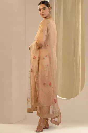 Women Ethnic Motifs Embroidered Regular Thread Work Kurta with Trousers & With Dupatta