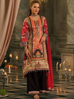 Women Ethnic Motifs Printed Regular Mirror Work Kurta with Palazzos & With Dupatta 1