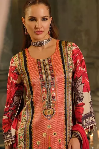 Women Ethnic Motifs Printed Regular Mirror Work Kurta with Palazzos & With Dupatta