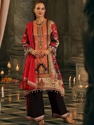 Women Ethnic Motifs Printed Regular Mirror Work Kurta with Palazzos & With Dupatta 4