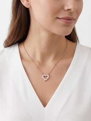 925 Sterling Silver Rose Gold  Open Heart Pendant Necklace  Set for Women 1