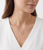 925 Sterling Silver Rose Gold  Open Heart Pendant Necklace  Set for Women
