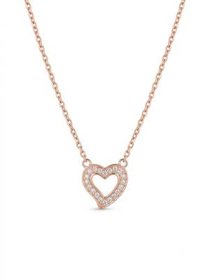 925 Sterling Silver Rose Gold  Open Heart Pendant Necklace  Set for Women 3