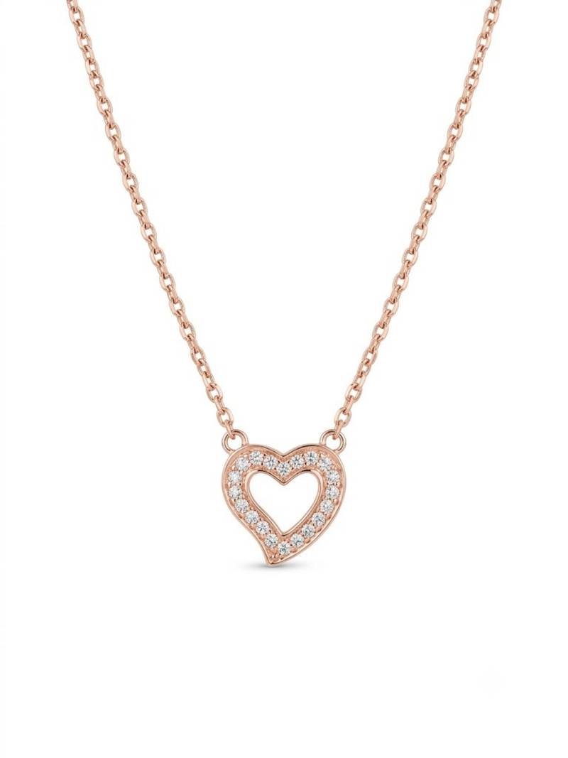 925 Sterling Silver Rose Gold  Open Heart Pendant Necklace  Set for Women