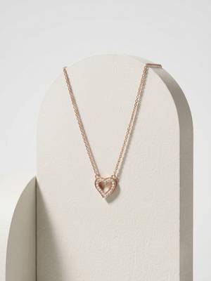 925 Sterling Silver Rose Gold  Open Heart Pendant Necklace  Set for Women 4