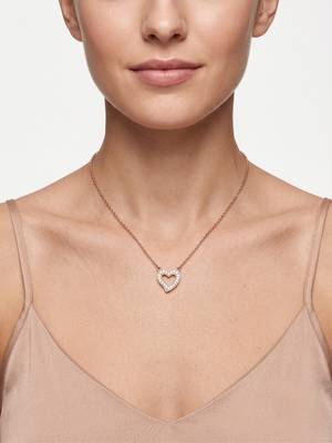 925 Sterling Silver Rose Gold  Open Heart Pendant Necklace  Set for Women 5