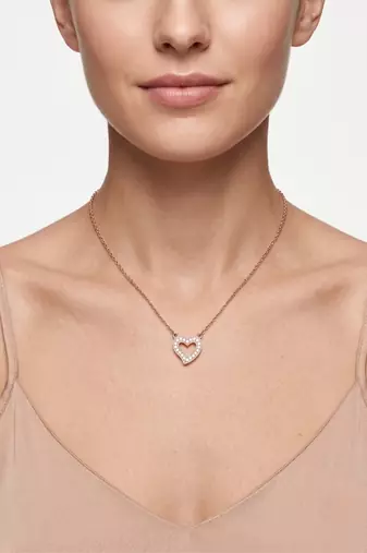 925 Sterling Silver Rose Gold  Open Heart Pendant Necklace  Set for Women