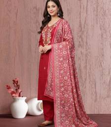 Women's Beautiful Embroidery Work Mul Chanderi Fabric Straight Kurta Pant and Dupatta Set