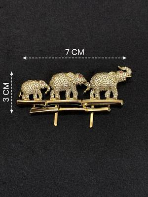 gold plated elephant family designer brooch pin with  ruby-colored stone accents   luxury animal  unisex brooch 3