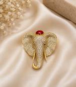 Elephant head designer brooch pin with red cabochon stone & luxury animal brooch for unisex