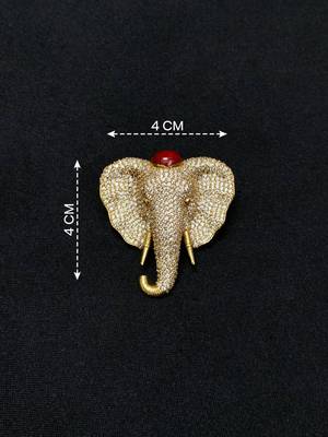 Elephant head designer brooch pin with red cabochon stone & luxury animal brooch for unisex 4