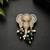 Elephant head designer brooch pin with green cabochon beads, pearl drops & luxury animal brooch for unisex