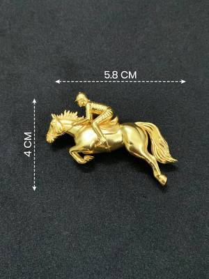 gold plated horse rider designer brooch pin   equestrian racing horse statement brooch for women & men 3