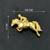 gold plated horse rider designer brooch pin   equestrian racing horse statement brooch for women & men