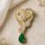 Mother & baby elephant designer brooch pin with green pear-cut stone luxury animal brooch for unisex