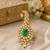 Kundan designer kalgi brooch pin with emerald green pear stone & pearl drops royal safa turban brooch for men