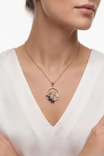 925 Sterling Silver  Rose Gold Angel Violin Pendant Necklace Set  for Women
