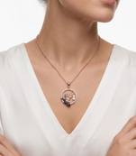 925 Sterling Silver  Rose Gold Angel Violin Pendant Necklace Set  for Women
