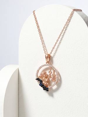 925 Sterling Silver  Rose Gold Angel Violin Pendant Necklace Set  for Women 2