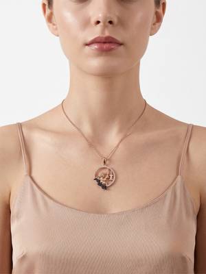 925 Sterling Silver  Rose Gold Angel Violin Pendant Necklace Set  for Women 4