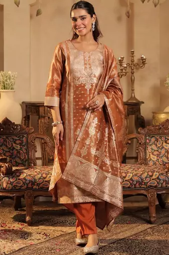 Women Regular Kurta with Trousers & With Dupatta