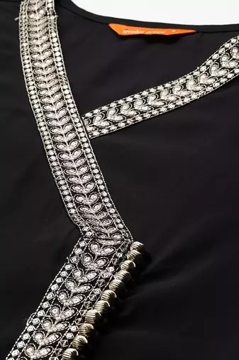 Ethnic Motifs Embroidered Angrakha Kurta with Trousers & Dupatta