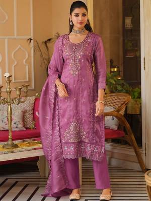 Women Ethnic Motifs Embroidered Panelled Beads and Stones Kurta with Trousers & With Dupatta 1