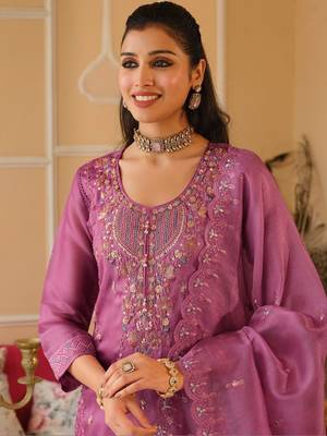 Women Ethnic Motifs Embroidered Panelled Beads and Stones Kurta with Trousers & With Dupatta 2