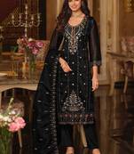 Women Ethnic Motifs Embroidered Regular Sequinned Kurta with Trousers & With Dupatta