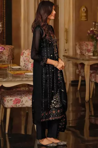 Women Ethnic Motifs Embroidered Regular Sequinned Kurta with Trousers & With Dupatta