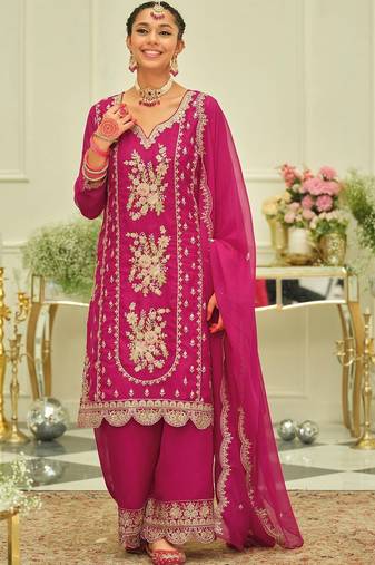 Women Ethnic Motifs Embroidered Regular Thread Work Kurta with Salwar & With Dupatta