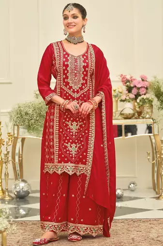 Women Ethnic Motifs Embroidered Kurta with Palazzo & Dupatta