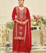 Women Ethnic Motifs Embroidered Kurta with Palazzo & Dupatta