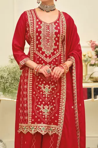 Women Ethnic Motifs Embroidered Kurta with Palazzo & Dupatta