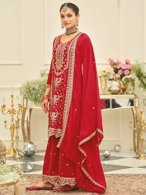 Women Ethnic Motifs Embroidered Kurta with Palazzo & Dupatta 3