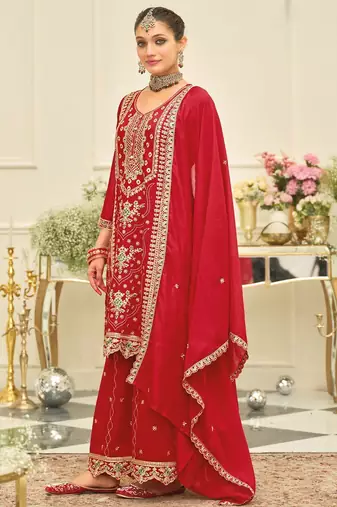 Women Ethnic Motifs Embroidered Kurta with Palazzo & Dupatta