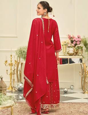 Women Ethnic Motifs Embroidered Kurta with Palazzo & Dupatta 4