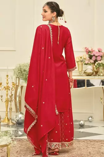 Women Ethnic Motifs Embroidered Kurta with Palazzo & Dupatta