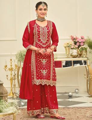 Women Ethnic Motifs Embroidered Kurta with Palazzo & Dupatta 5