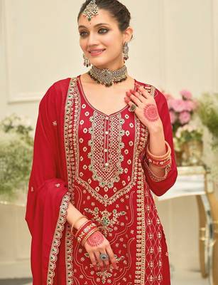 Women Ethnic Motifs Embroidered Kurta with Palazzo & Dupatta 6