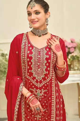 Women Ethnic Motifs Embroidered Kurta with Palazzo & Dupatta