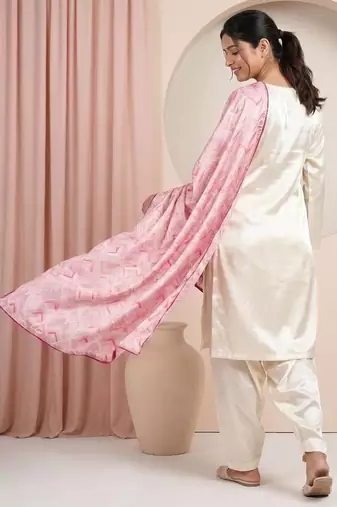 Embroidery Silk Fabric Straight Kurta Pant and Dupatta Set