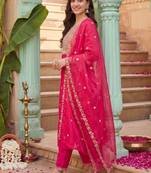 Women Ethnic Motifs Embroidered Regular Kurta with Trousers & With Dupatta