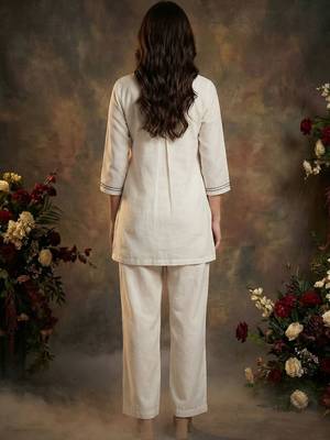 Women Floral Embroidered Regular Thread Work Pure Cotton Kurta with Palazzos 2